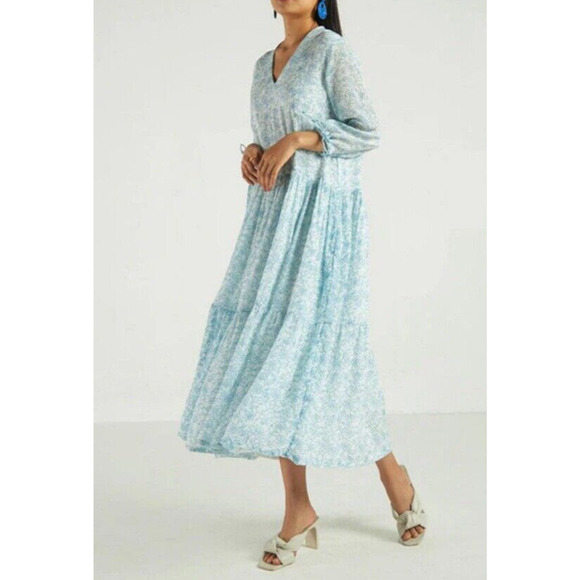 Reistor Sunshine In My Hair Dress Tiered Midi Flowy Size 2XL New Floral - Picture 1 of 14